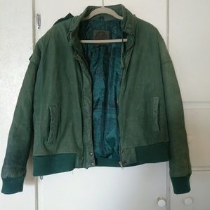 Leather bomber jacket